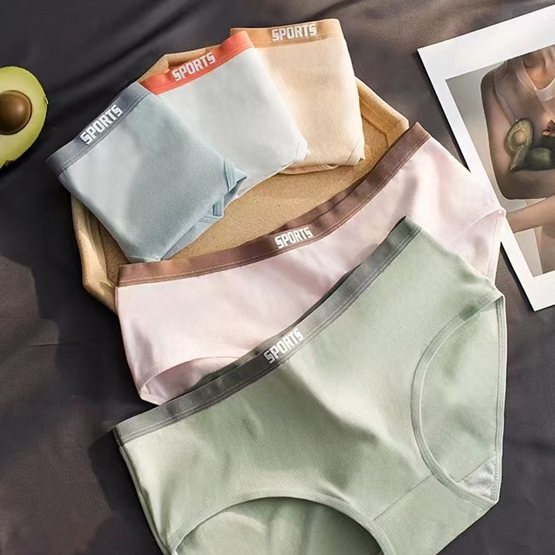 Women Sports Plain Pattern Panties Combo